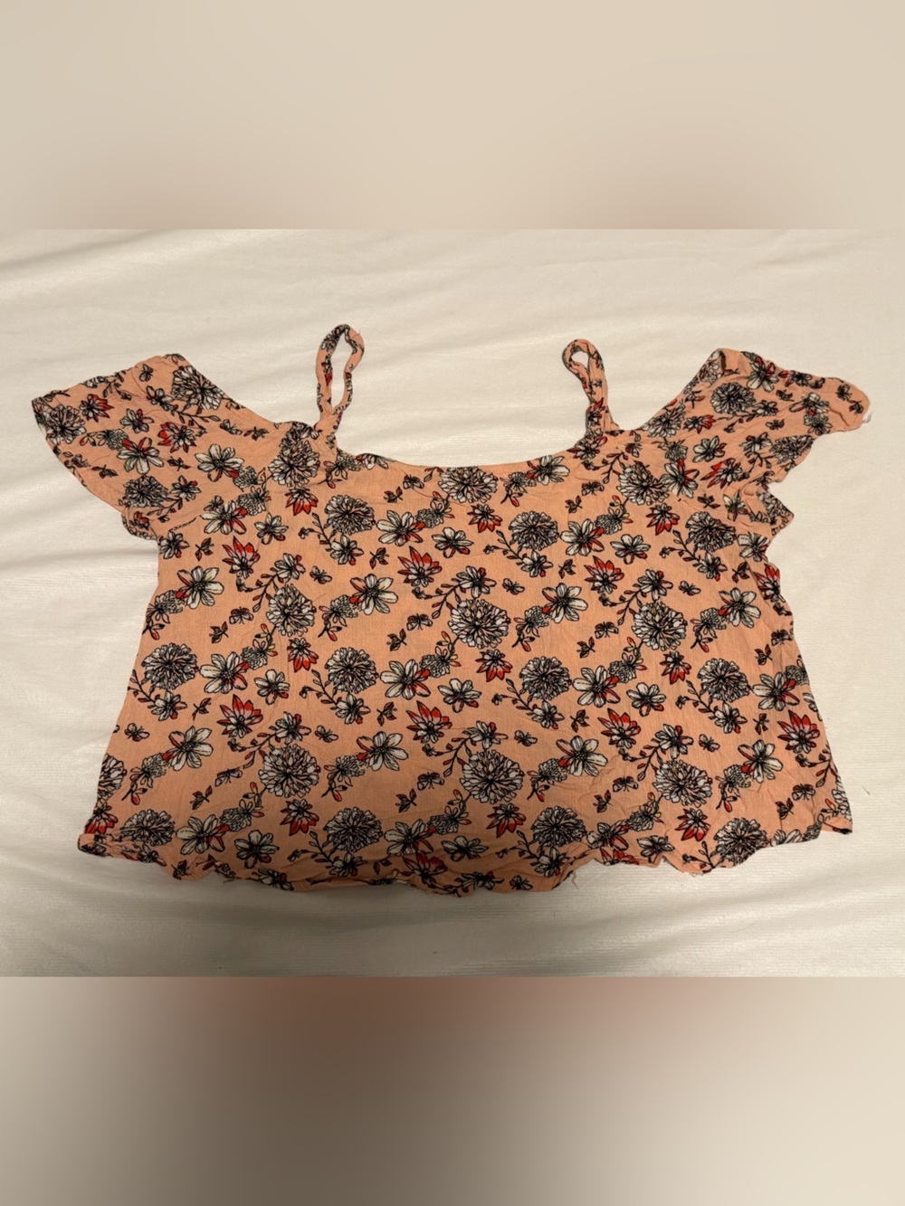Elodie Peach Floral Off-Shoulder Camisole